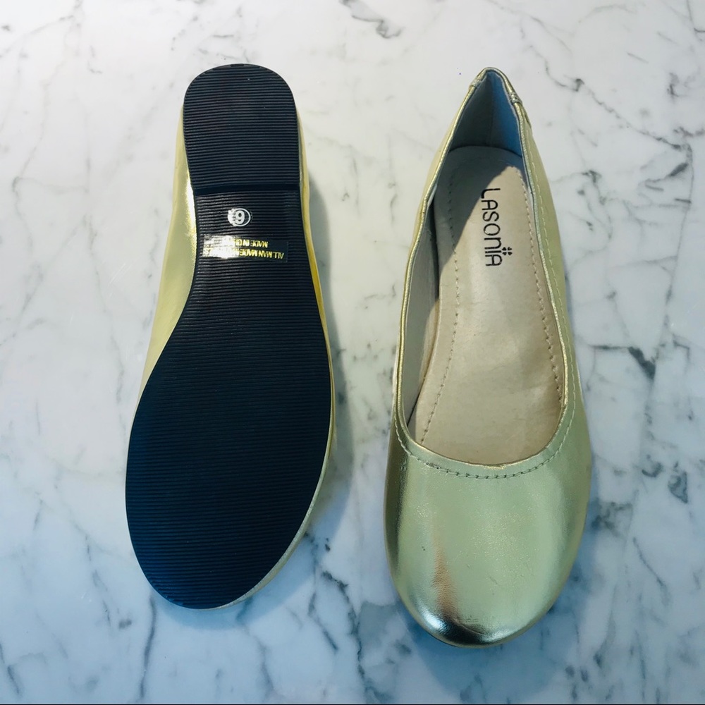NEW Yellow Gold Ballerina Flats